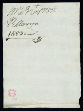 Recibo de García de Montoya de 1890 reales de vellón