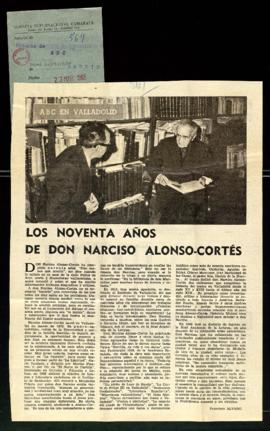 Los noventa años de don Narciso Alonso-Cortés, por Francisco Álvaro
