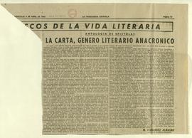 Antología de epístolas. La carta, género literario anacrónico