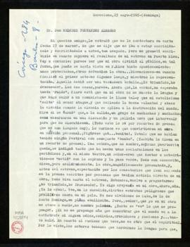 Carta de Ana-Inés Bonnin Armstrong a Melchor Fernández Almagro en la que resume las reacciones de...