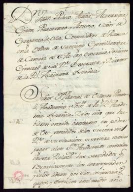 Orden del marqués de Villena de abonos a los señores académicos por asistencias, gajes y demás en...