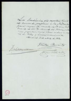 Propuesta de Vicente Barrantes, R[amón] de Campoamor y Gaspar Núñez de Arce de la candidatura de ...