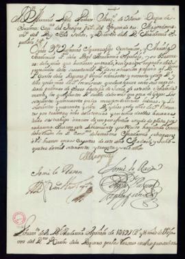 Orden del marqués de Villena del libramiento a favor de Carlos de la Reguera de 1897 reales y 18 ...