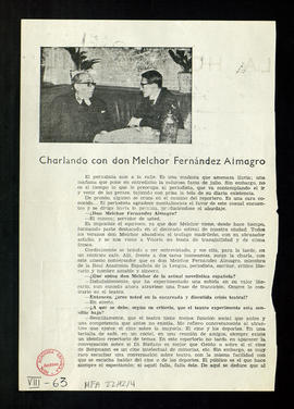 Charlando con don Melchor Fernández Almagro, por Jesús Sancho