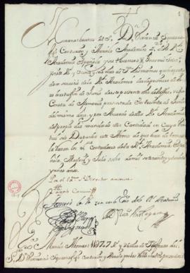 Orden de José Casani del abono a favor de Vincencio Squarzafigo de 11 707 reales de vellón por la...