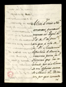 Carta del duque de Alba [José Álvarez de Toledo Osorio] a Juan Trigueros en la que explica la raz...
