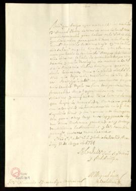 Carta de Miguel Gutiérrez de Valdivia a Vincencio Squarzafigo en la que avisa que José Patiño ha ...