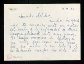 Carta de Carmen Herrero a Melchor Fernández Almagro en la que le agradece su carta con motivo de ...