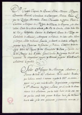 Libramiento de 1100 reales de vellón a favor de Mauricio de Cano, amanuense, y Pedro Antonio Aria...