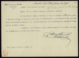 Carta de Pedro Lemus y Rubio a Julio Casares con la que le remite nuevas indicaciones lexicográficas
