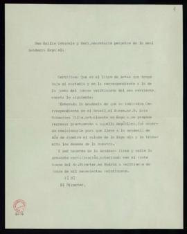 Minuta del certificado del secretario del acuerdo de la junta para que Luis Guimarães lleve a la ...