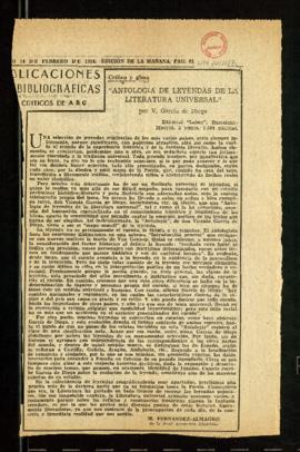 Antología de leyendas de la literatura universal, por V. García de Diego