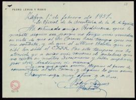 Carta de Pedro Lemus al oficial de la secretaría en la que le dice que hace tiempo que Julio Casa...