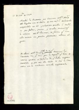 Acuerdo tomado el día 17 de octubre de 1769