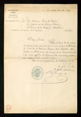 Carta del cónsul general del Ecuador en París a Mariano Roca de Togores, Antonio de los Ríos y Ro...