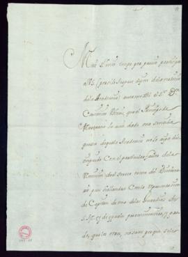 Carta de Juan Curiel a Vincencio Squarzafigo en la que le traslada la queja del príncipe de Maser...