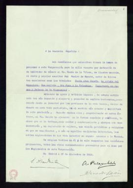 Propuesta de Ramiro de Maeztu como académico de número para la plaza vacante por fallecimiento de...