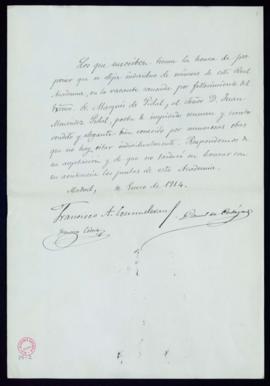 Propuesta de Francisco A. Commelerán, Daniel de Cortázar y Francisco Codera de la candidatura de ...