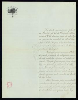 Carta de Francisco de P. Labastida a Manuel Tamayo y Baus, secretario, en la que acusa recibo de ...