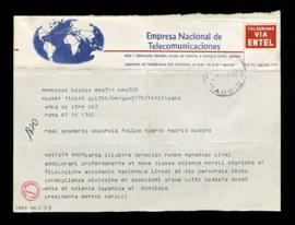 Telegrama de Enrico Cerulli, presidente de la Accademia Nazionale dei Lincei, a la Real Academia ...