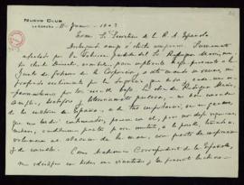 Carta de Narciso Correal y Freyre de Andrade al secretario en la que le ruega que exprese a la ju...