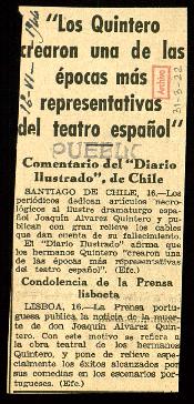 Recorte de Pueblo con la noticia Los Quintero crearon una de las épocas más representativas del t...