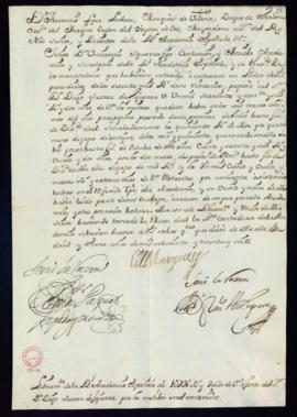 Orden del marqués de Villena del libramiento a favor de Diego Suárez de Figueroa de 1796 reales y...