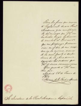 Carta de Fermín de la Puente y Apezechea al secretario [Juan Nicasio Gallego] con la que remite s...