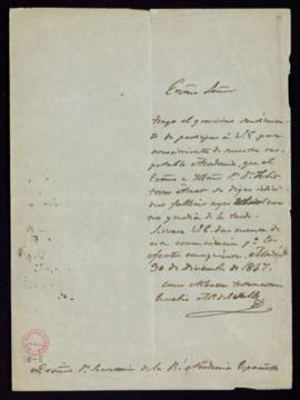 Carta de Eusebio M[arí]a del Valle, albacea testamentario de Félix Torres Amat, al secretario [Ju...