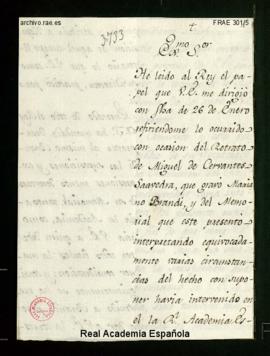 Copia de la carta del conde de Floridablanca al marqués de Santa Cruz en la que le comunica que h...