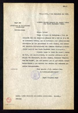 Copia del oficio de Ángel Gargallo Cepa, canciller-delegado, al ministro de Asuntos Exteriores al...