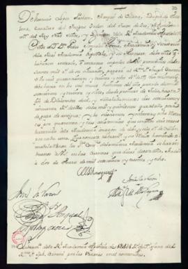 Orden del marqués de Villena del libramiento a favor de José Casani de 1438 reales de vellón por ...