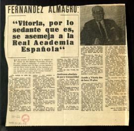 Fernández Almagro: Vitoria, por lo sedante que es, se asemeja a la Real Academia Española
