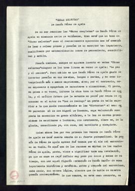 Obras selectas de Ramón Pérez de Ayala
