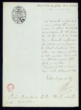 Carta de Antolín [Monescillo], obispo de Jaén, al secretario [Manuel Tamayo y Baus] en la que le ...