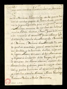 Dictamen de Francisco Antonio Zapata sobre los nombres patronímicos y su formación