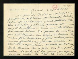Carta de Alfonso García Valdecasas a Melchor Fernández Almagro en la que le dice que Granada sigu...