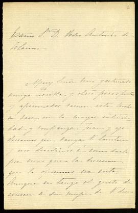 Carta de Dolores D[elavat] de Valera a Pedro Antonio de Alarcón en la que invita al matrimonio Al...