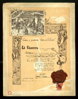 Diploma de Julio Casares de su pertenencia a la castiza y gaditana Orden de El Chato