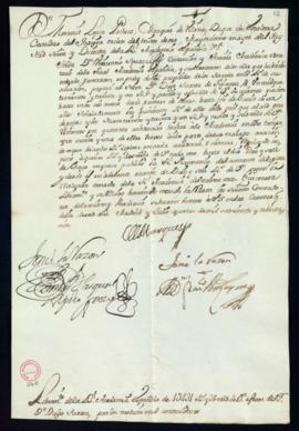 Orden del marqués de Villena del libramiento a favor de Diego Suárez de Figueroa de 1431 reales y...