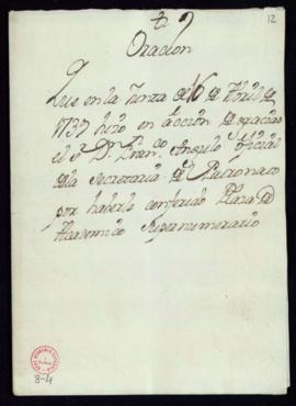 Oración que en la junta de 16 de abril de 1739 hizo en acción de gracias el Sr. D. Francisco Angu...