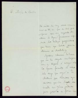 Carta de Adolfo de Castro al secretario [Manuel Bretón de los Herreros] en la que acusa recibo de...