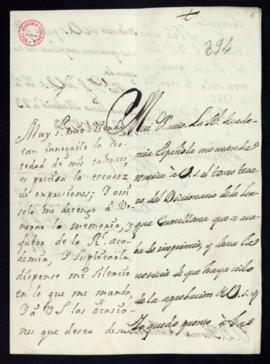 Carta de Vincencio Squarzafigo a Tomás de Acevedo con la que le remite el tercer tomo del Diccion...