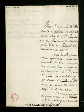 Minuta de la carta [de Manuel de Lardizábal y Uribe] a Miguel de Aristía de traslado de la volunt...