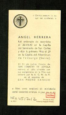 Recordatorio del ordenamiento de sacerdote de Ángel Herrera Oria