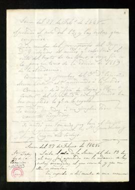 Acta de la Comisión del Quijote del día 27 de febrero de 1868