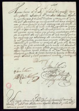 Orden del marqués de Villena del abono a favor de Vincencio Squarzafigo de 6272 reales de vellón ...