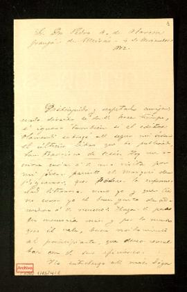 Carta de Emilia Pardo Bazán a Pedro [Antonio] de Alarcón para saber si le han entregado el ejempl...