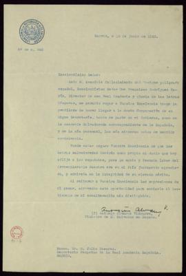 Carta de Antonio Álvarez Vidaurre, ministro de El Salvador en España, al secretario, Julio Casare...