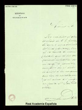 Carta de Antonio Maura, ministro de Ultramar, al director, conde de Cheste, de agradecimiento por...